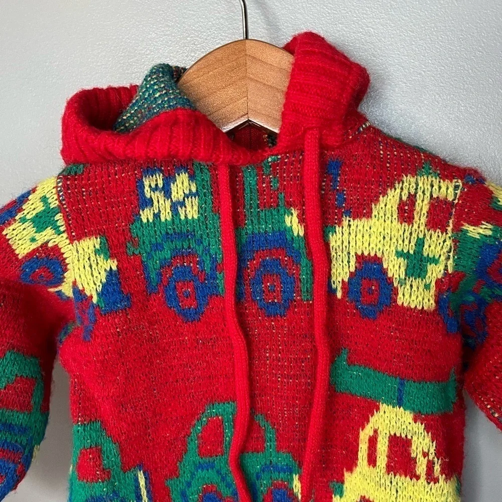 Oshkosh B’gosh x Vintage Made in USA Cars Trucks Knit Hooded Sweater
